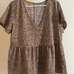 Leopard print button up cropped top